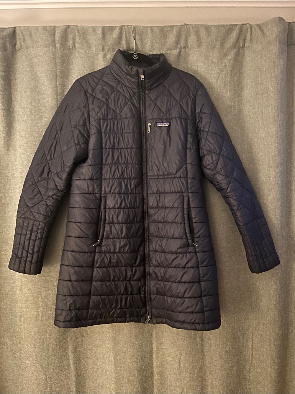 Patagonia Women's Navy Quilted Long Nano Puff Jacket